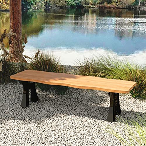 ZMYJTO Gartenbank für den Außenbereich, Holzgartenbank, Holzbank für den Außenbereich, Gartenbank, Außenbank, Terrassenbank, Metallbank, Stuhlbeine aus Metall + Holzstuhloberfläche, für Veranda, Ga