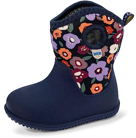 JAN & JUL Toddler Waterproof Boots for Girls Insulated (Winter Flowers, UK Size 5 Toddler)