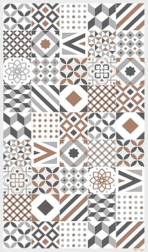 DobleUve Tapis Vinyle 18 Brun 140x200 cm Antidérapant Antifongique Ignifuge pour Cuisine, Salon, Enfants et Bain