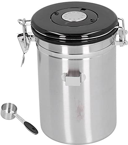 Boîte à café en Acier Inoxydable avec Joint Hermétique pour Ranger les Grains de café, la Farine de thé, les Céréales, le Sucre et Plus (Argent)
