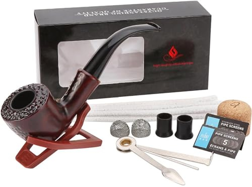 VOVCIG Tabak Pfeifen Set Zigarrenpfeifen zum Rauchen Set Perfektes Pfeifenset für Anfänger mit Holzständer 3-in-1-Pfeifenstopfer feifenputzer Pfeifentabak Zubehör (Stil 2)