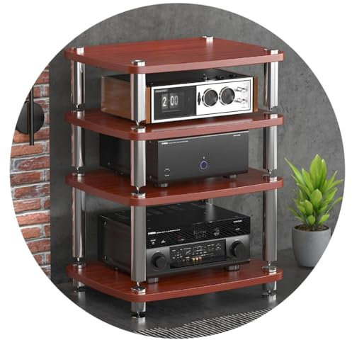 4-lagiger HiFi-Audioschrank HiFi-Racks Und Ständer Audio-Rack-Schrank AV-Regal TV-Tischständer Absorbierende Füße – Audio-Video-Komponenten (Color : Brown, S : 60 * 48 * 76cm(4Tier))