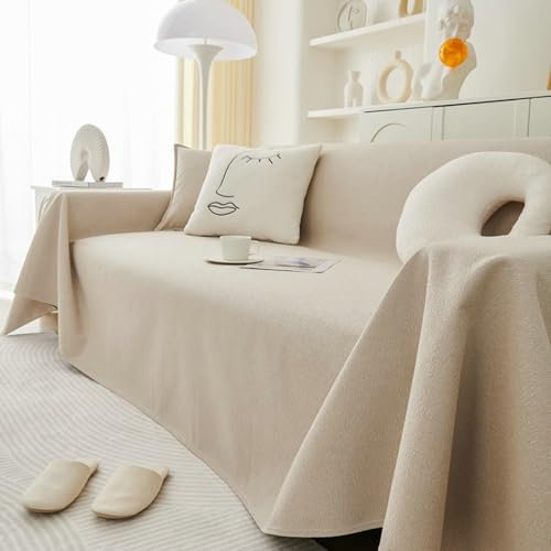 Ayoiow Sofahusse Set Couchbezug Khakifarbe Überzug Sofa 3 Sitzer Polyester Einfarbig