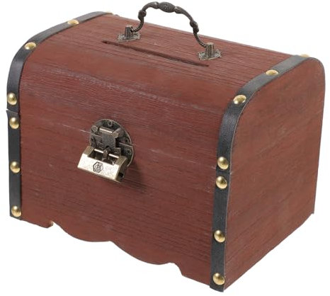 ibasenice Schatzkiste Sparschwein Retro-Schmucketui Aufbewahrungsbox für Schmuck aus Holz Schmuck-Organizer Holz verschlossene schatztruhe Zubehör Aufbewahrungskiste Souvenir schmücken Kind