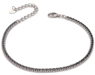Boccadamo Tennisarmband mit schwarzen Zirkonia, Silber