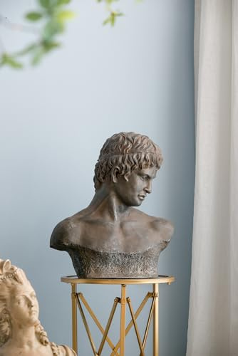T2 CONCEPT 19x9x22.5” Neo Classical Victorian Atticus Bust Head Statue, Antique Weathered Finish, Man Head Sculpture for Tabletop Display, Entryway, Mantel, Bookshelf, Countertop, Office, Living Room