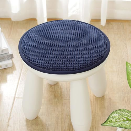 Viusneun 2er Set Stuhlkissen, Rutschfestes Rund Sitzkissen Waschbares Einfarbig Sitzpolster Stuhlkissen für Haus Garten Auto Büro Alle Stühle (Dunkelblau,40 cm)