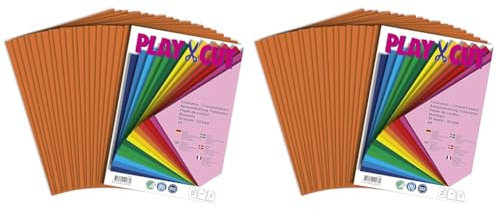 PLAY-CUT Fotokarton A4 Set Mandarin (300g/m2) | 20 Bogen Din A4 Foto Karton Bunt | Dickes Foto Papier | Premium Druckerpapier Dicke Stärke | Karton zum Basteln Drucken (Packung mit 2)