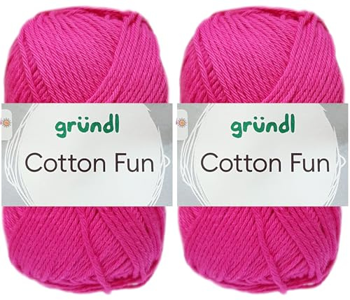 2x50 Gramm Gründl Cotton Fun Häkelgarn aus 100% Baumwolle inkl. Anleitung für Meerschwein (20 Fuchsia