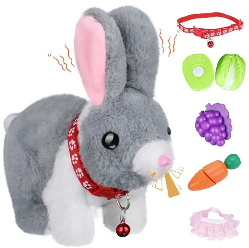 Jimate Cute Hopping Rabbit Stuffed Animal for Kids, Interactive Bunny Plush with Jumping, Wiggling Ears, and Sounds, Ideal Bunny Toy for Kids Aged 3-7, Perfect for Easter, Birthday