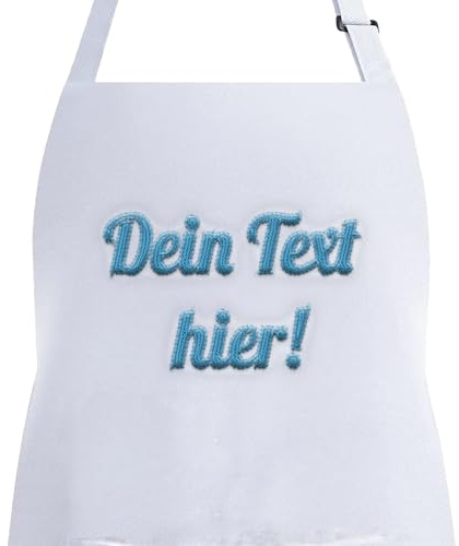 Personalisierte Schürze Bestickt Weiß - 100% Baumwolle - Schürze für Männer & Frauen, verstellbar mit Taschen, Hausgebrauch, Chefköche, Restaurants und Grillpartys (Weiß)