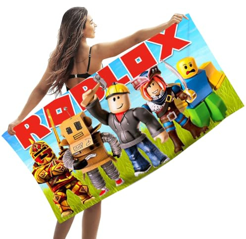 YEIUZPT Robllox Beach Towel, Microfibre Bath Towel Children's Bath Super Soft Absorbent Beach Blanket Portable Sauna Towel Camping Towels Lightweight Swim Bath Towel for Pool Swim Beach Camping