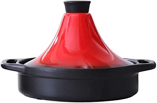 Tagine PotCasserole Dishes with Lids Tajine Cooking Pot with Lid, Hand Made and Hand Painted Tagine Pot Ceramic Pots (Red)