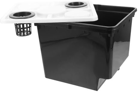 BAZEITFLOW Seau De Culture Hors-Sol Hydroponique pour Légumes Et Fruits – Noir, Plastique Solide 20l 2 Trous Et Panier Intégré – Serrage en Baril sans Terre pour Jardinage Balcon Et Serrage