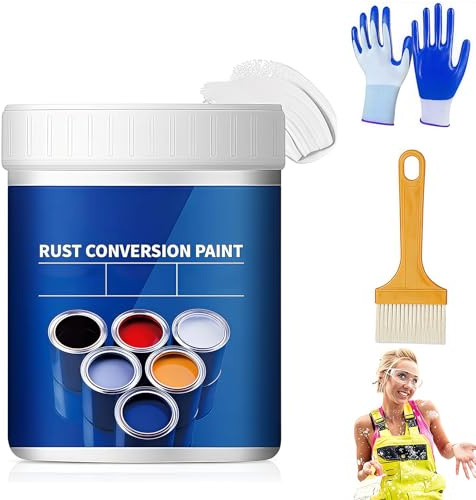 Weatherproof Rust Converter Paint for Metal,Water-Based Anti-Rust Paint,Metal Rusts Conversion Agent,Quick Drying Rusts Remover,Long-Lasting Prevention & Protection (White, 17.6 OZ)