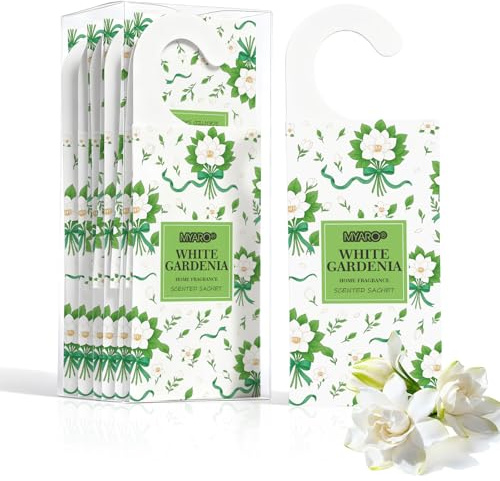 MYARO Large Hanging Sachets Scented for Home 12 Pcs Potpourri Bags Long Lasting Air Freshener for Closet Drawer Car House (White Gardenia)