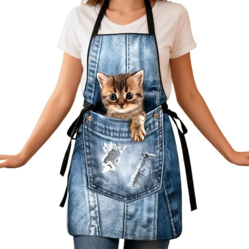 Xijobido Amusants Pour Femmes | Imperméable Nouveauté Garde-Vêtements Pour Chat | Tablier Adorable Et | Pour Cuisine Cuisson Grillade Barbecue Activité Pizza Pâtisserie Peinture Artiste