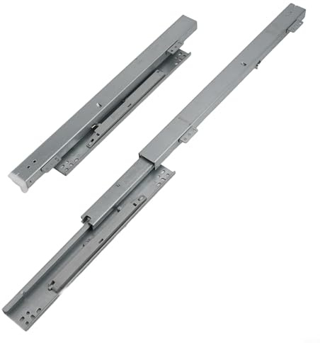 Solaughguy Guide per cassetti da pavimento con chiusura ammortizzata, estensione completa a 3 stadi per armadi, in acciaio, supporta 40 kg, argento (1 paio) (300 mm)