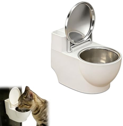 Wall-Mounted Toilet-Shaped Cat Bowl, 2026 New Novelty Raised Food and Water Bowls for Small Cats, Stainless Steel Non-Spill Hanging Feeding Station, Elevated Pet Food Dish