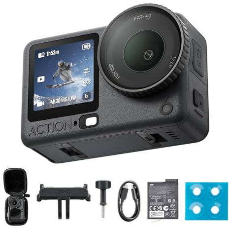 DJI Osmo Action 6 Essential Combo, Action Camera With 1/1.1″ Square Sensor, 4hrs Battery, Variable Aperture of f/2.0–f/4.0, Action Camera 8K (Osmo Action 6 Essential Combo + Camera Bag)