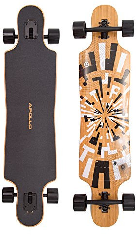Apollo Longboard Soul Bamboo, Flex 1, 40inch Twin-Tip Drop-Through Freeride Cruiser Board