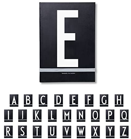Design Letters Buchstaben Notizbuch A5 A-Z Schwarz | Nutzen Sie das unlinierte Notizbuch als Bullet Journal, 2024 Planer | Notizbuch A5 mit elastischem Verschlussband | 146 nummerierte Seiten