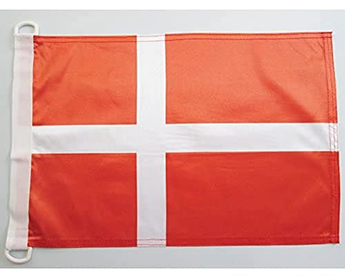AZ FLAG Bootsflagge Dänemark 45x30 cm Mesh-Polyester Kunststoffringe | Für außen und Boote Dänische Bootsflagge Danmark wetterfest mit doppelten Nähten und verstärkten Kanten