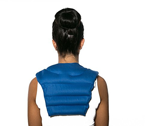Cuscinetto ricurvo per collo e schiena, bio blu scuro - Cuscino termico cervicale con semi di colza - Cuscino cervicale con parte schienale