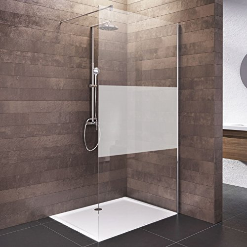 Duschwand für Dusche 120x200 cm, Walk In, 6 mm Glas (ESG) satiniert, chrom, Dusche aus Überproduktion von deutschem Markenhersteller