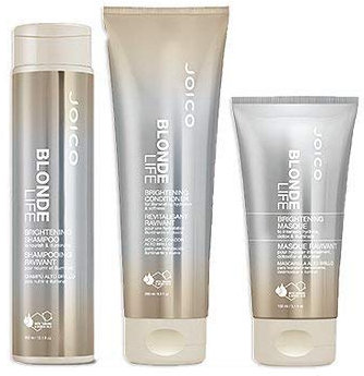 Joico Blonde Life Aufhellungs-Set: Aufhellendes Shampoo (300 ml), Feuchtigkeitsspülung (250 ml), Feuchtigkeits- und Geschmeidigkeitsmaske Mask (150 ml)