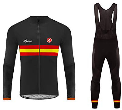 Bike Wear Winter MTB Herren Fahrradbekleidung Set Langarm Atmungsaktiv Radtrikot Fahrrad Trikot (Radjacke Langarm und Fahrradhose mit 3D Sitzpolster)