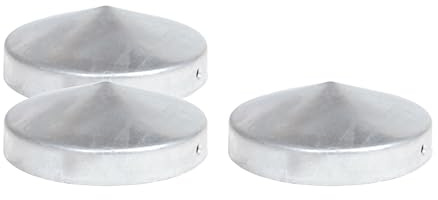 3 x Capuchon de poteau rond Ø 101 mm en acier galvanisé à chaud – pour poteaux en bois Ø 100 mm – protection extérieure avec trous latéraux de fixation