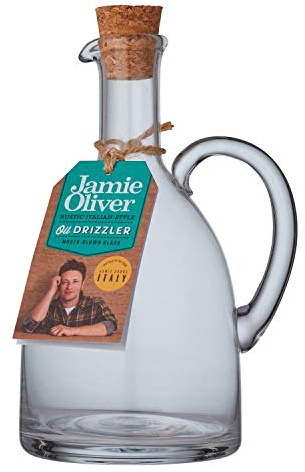 Jamie Oliver - Distributeur d'huile Rustique italien, avec bouchon en liège – Verre transparent – 650 ml