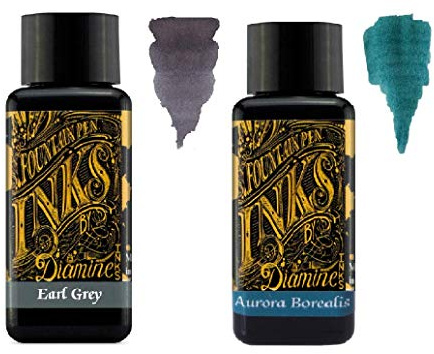 Diamine reservoarpenna bläck 30 ml - 2 x flaskor - Earl Grey & Aurora Borealis