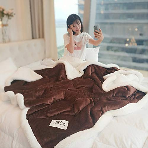 YCDZ Manta De Algodón Puro, Manta De Cachemir De Franela para Ropa De Cama, Microfibra, Manta Cálida Súper Suave Y Esponjosa, Manta De Terciopelo (Color café,200 x 230 cm)