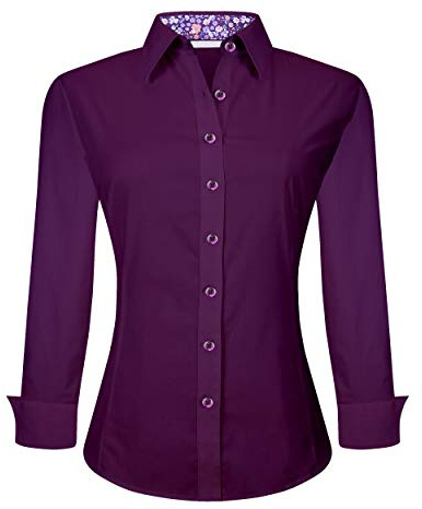 Alex Vando Camicia da Lavoro Elasticizzata A Maniche Lunghe da Donna con vestibilità Regolare