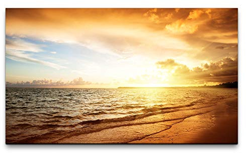 Bilder XXL Sonnenaufgang am Atlantik 120x70cm Wandbild auf Leinwand