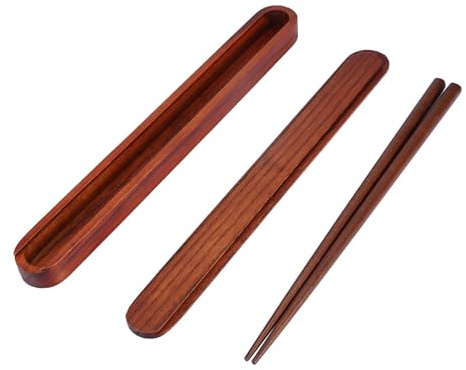 Haofy Portable Wooden Chopsticks Box Set, Japanese Style | Smooth natural wood texture, lightweight 90g design, secure snap closure keeps utensils clean, ideal for camping or office lu
