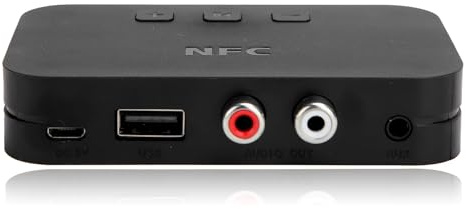 Receptor Bluetooth USB Inalámbrico, con Puerto Auxiliar A2DP de 3,5 mm y NFC, Conector de Audio Dual para Coche, Negro