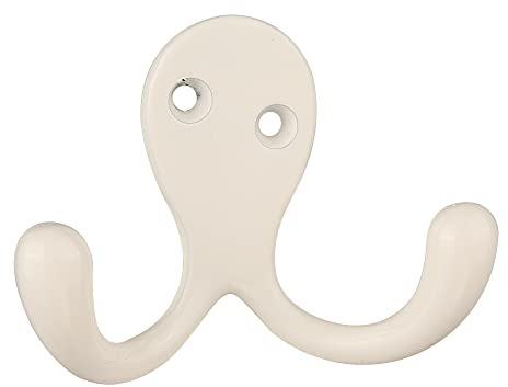 HASWARE 6 Gancho para bata de doble punta, con 12 uds. Tornillos, ganchos montados en la pared, colgadores de alta resistencia para sombrero, corbata, ropa, abrigos, llaves de toalla (blanco)