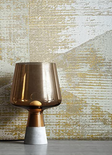 NEWROOM Papier peint Vert Légèrement Brillant Intissé - Ethno Crème Or Hexagone Métallique Graphique