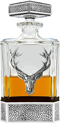 English Pewter Company 650ml Regal Stag Decanter with Pewter Base and Lid [DEC031]