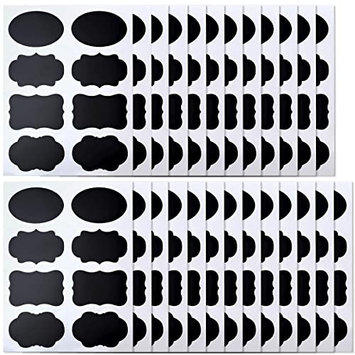 ebuyerfix 200 Chalkboard Stickers Waterproof Removable Blackboard Sticker Blackboard Labels, Stickers for Labeling, Kitchen Labels for Glass Bottles, Jam Jars