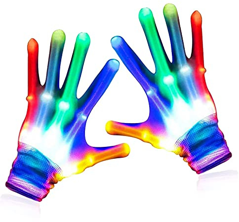 Sunshine smile Blitz Led Handschuhe,Leuchtende Handschuhe,LED Blinkende Handschuhe,LED Handschuhe,Blinkt Bunte Handschuhe,LED Blitzhandschuhe für Halloween,Weihnacht,Rave Party und Disco Clubs