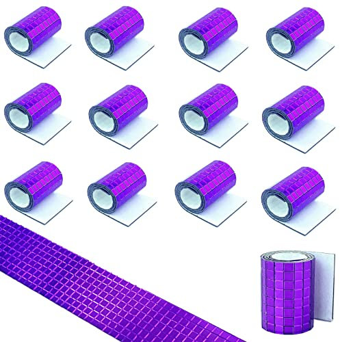 Lot de 5760 autocollants en verre véritable effet miroir argenté pour loisirs créatifs, mini carreaux de verre carrés, 5 mm x 5 mm (violet)