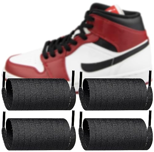 Endoto 2 Paia Lacci per Air Jordan 1/2/3/4/5/6/7/8 Scarpe, Piatti Stringhe Laces di Ricambio - Nero, 70 Pollici