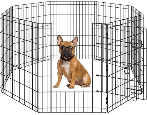 Yaheetech Parc pour Chien 8pcs Cage pour Chiens Enclos Pliant à Chiots Lapins Clôtures Chenil pour Chirens Chiots Lapins en Métal Extérieur Interieur 61 x 76 cm