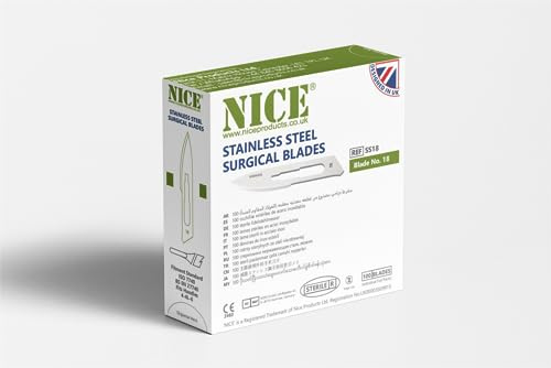 NICE 100 x No.18 Sterile Stainless Steel Surgical Blades SS18