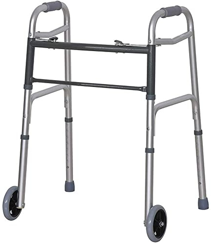 Upprätt hållning Rullande medicinskt hjul Gåhjälp Heavy Duty Vikbar Superlätt aluminium Mobilitet Bärbar med 2 hjul för seniorer Dubbel komfort