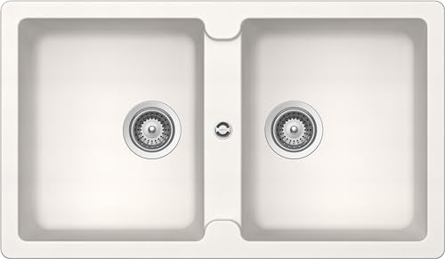 SCHOCK | Fregadero de cocina Primus N200E 2 senos iguales, material Cristalite®, blanco absoluto, 860 x 500 mm
